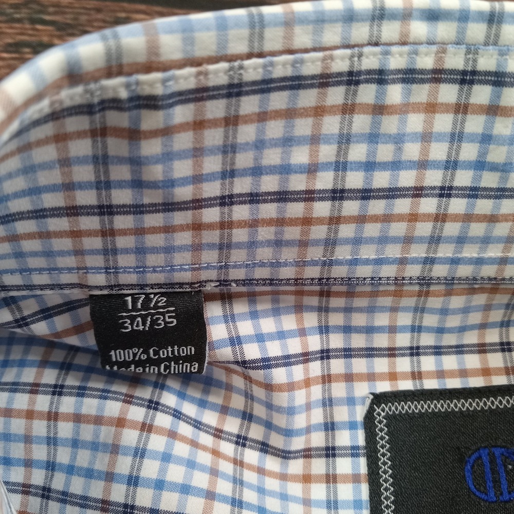 David Donahue Long Sleeve Button Up Shirt Men's 34/35 Blue - Picture 4 of 10